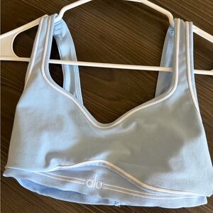 alo airbrush heart throb bra seashell blue size xs